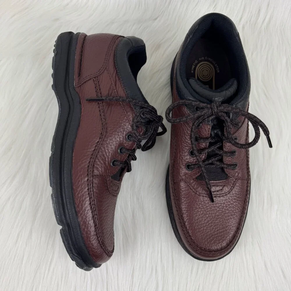 Rockport World Tour Classic Brown Leather Walking Shoes HydroShield US 9M